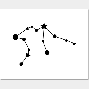 Aquarius Zodiac Constellation in Black Posters and Art